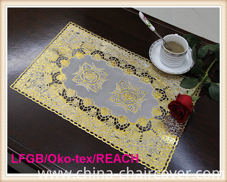 PVC Lace Placemat Coated Gold & Silver/Crochet Doilies